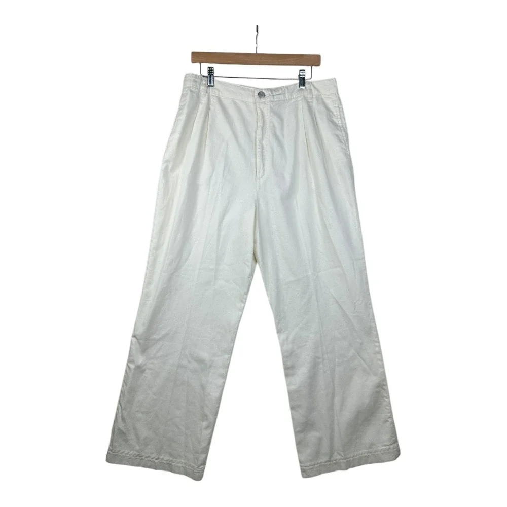 Frame Pleated Straight Leg Pleated Chino Pants size 31‎ White